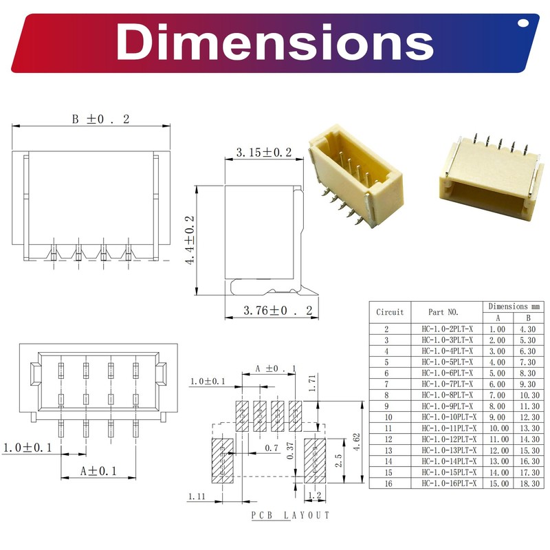 Kidisoii JST Connector Kit 1.0mm Pitch JST-SH 1.0 Micro Connector