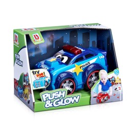Bburago B16-89004 BB Junior Push & Glow Police Light Up Preschool Toy Car Vehicle, Multiple Colours