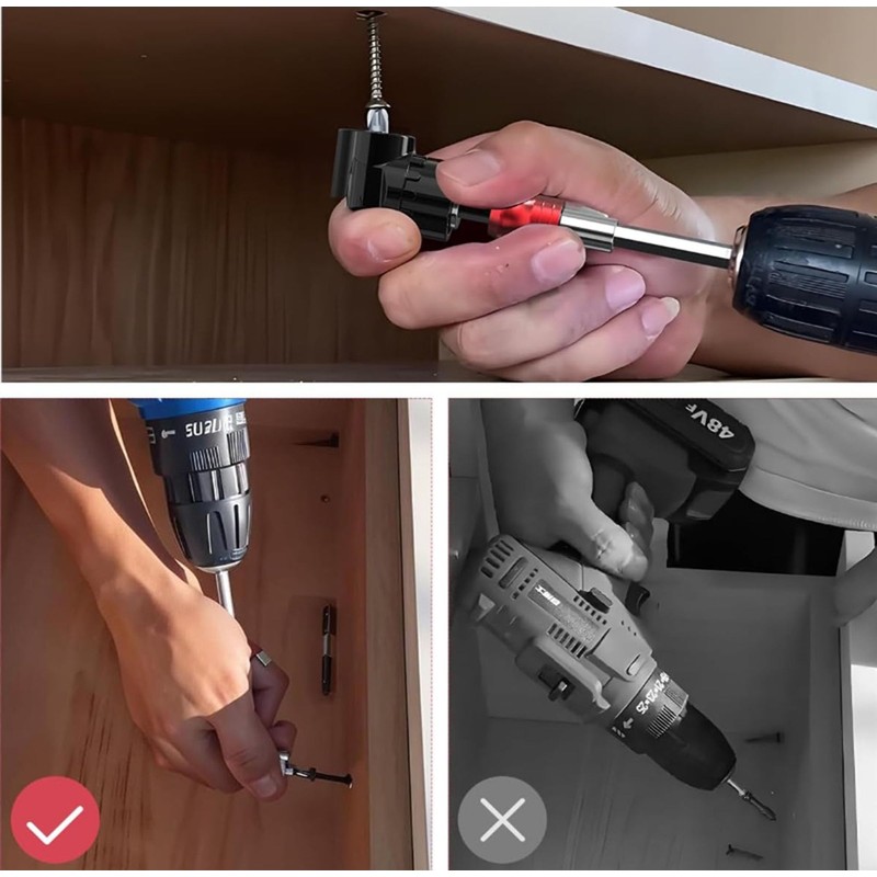 105° Angle Wrench, Cordless Screwdriver Angle Attachment with 1/4 Inch