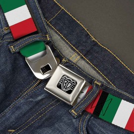 Buckle-Down Seatbelt Belt - Italy Flags - 1.5" Wide - 24-38 Inches in Length