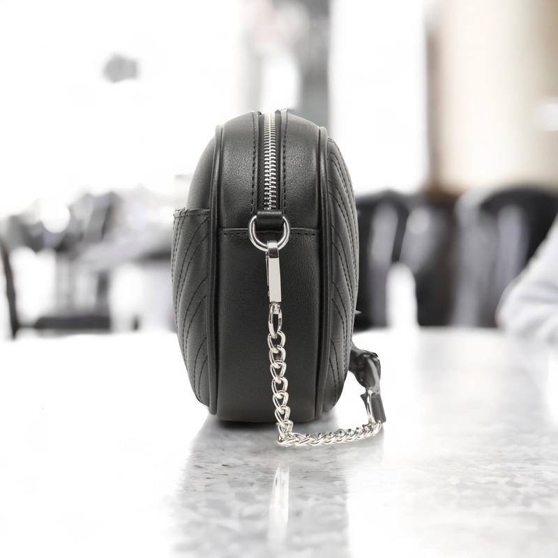 Lola Mae - Bolso bandolera acolchado, diseño moderno, 1a3-negro-plata Hardware