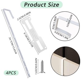 OXDFK 4 PCS Over The Door Mirror Hanger, Adjustable 13.7-inch Door Mirror Hanger Set, Five-Hole Over The Door Mirrors Hooks with 4 Iron Filings, for 1.8'' Door Depth (White)