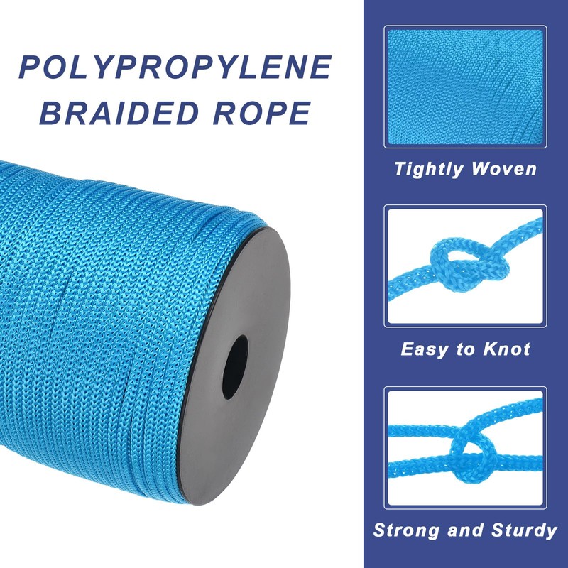sourcing map 4mm Polypropylene Rope Braided Ropes, 100m Nylon Rope