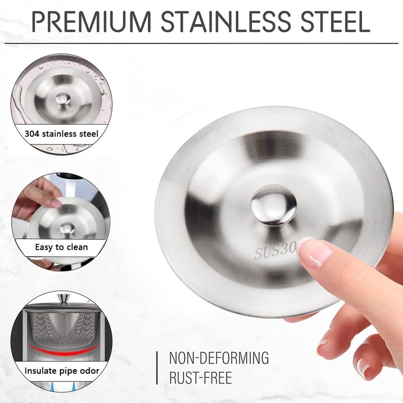 GIGIIS Drain Plug for Sink 80 mm Plug Sink Stainless