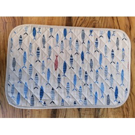 Novita Cotton Quilted Placemat with 1 Napkin Sea and Colourful Fish Design 50 x 33 cm Made in Italy