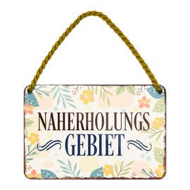 Naherholungsgebiet Tin Sign - Metal Sign with Cord and Suction Cup - Retro Decorative Hanging Sign - Decoration for Balcony Patio Beach Bar Garden Loggia Favourite Place Allotment Garden - 18 x 12 cm