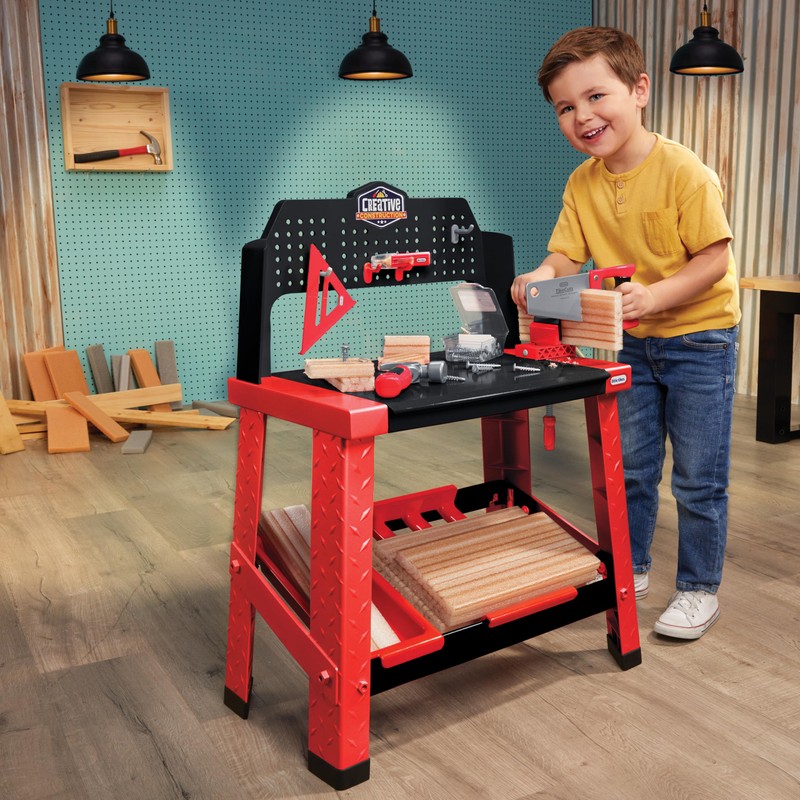 Little Tikes Creative Construction Workbench with 15+ Accessories, Pretend Play