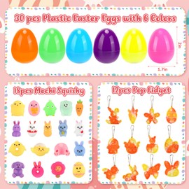 48 Pcs Easter Egg Filled with Assorted Toys for Easter Egg Hunt, Kids Basket Stuffers, Party Favor Decor Supply, Easter Classroom Prize Supplies, Plastic Easter Eggs Filled with Easter Eggs Fillers