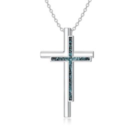 MEIDERBO Cross Necklace for Women 925 Sterling Silver Cross Turquoise Pendant Necklace Cross Jewelry Gifts for Women
