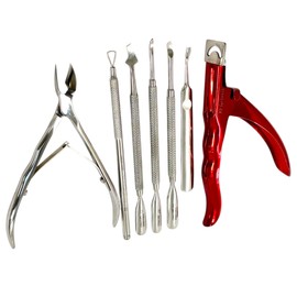 Manicure Pedicure Set of 7pcs Tools for Men and Women - Professional Salon & At-Home Use - with Nail Clippers, Nipper, Cuticle Cutter, Cuticle Pusher