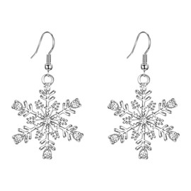 EVER FAITH® Women's Austrian Crystal Snowflake Party Dangle Earring Clear Silver-Tone N04569-1