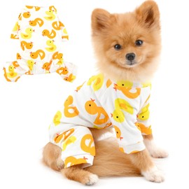 PAIDEFUL Pet Pajamas for Small Dogs Girl Boy Cute Pattern Cotton Pjs 4 Leg Sleepwear Jumpsuit All Season Indoor Clothes for Puppy Chihuahua Yorkie