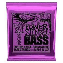 Ernie Ball Power Slinky - Cuerdas para bajo eléctrico, entorchado de níquel, calibre 55-110