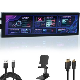 WOWNOVA Computer Hardware Temp Sensor Panel 8.8" Monitor, PC Temperature Display, HD LCD Screen for PC Case Accessories Gaming Secondary Monitor, Compatible with Windows RPi (No-Touch)