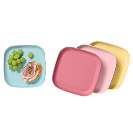 Tupperware 8" Square Plates, Set of 4, Vintage Pastel