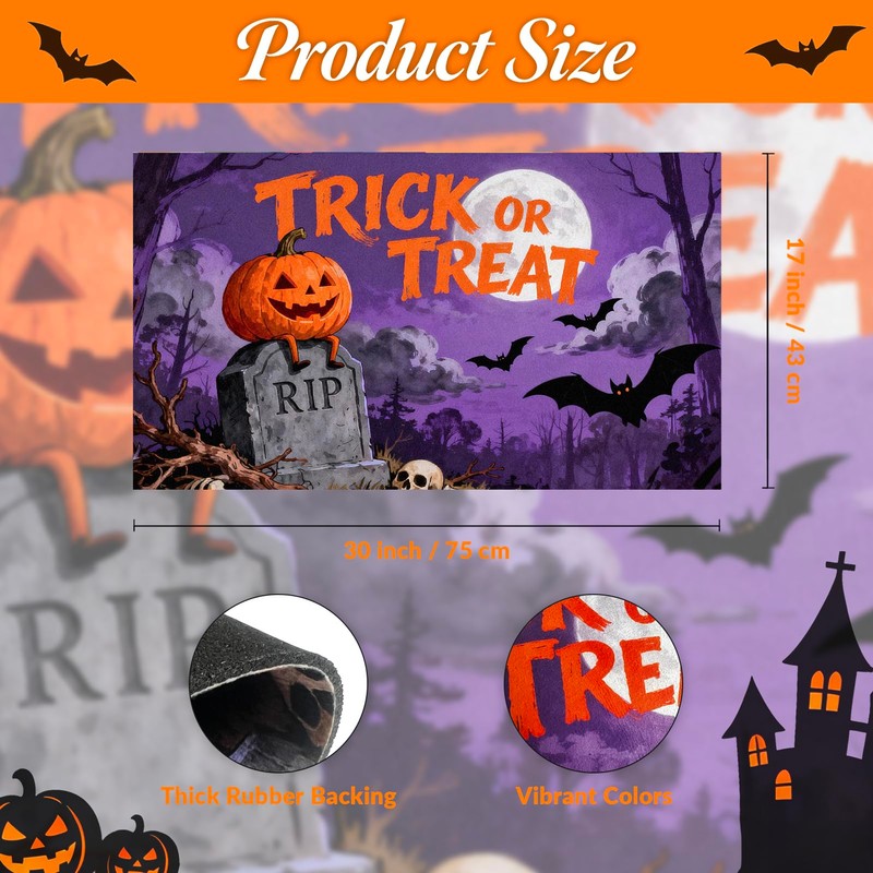 Halloween Door Mat, Welcome Mat for Home, 30"x17" Door Mat