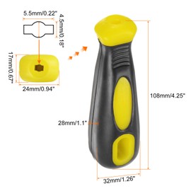 HARFINGTON 5pcs Rubber File Handle 4.25 Inch Round and Rectangular Hole Ergonomic Handles for 6" Metal Files