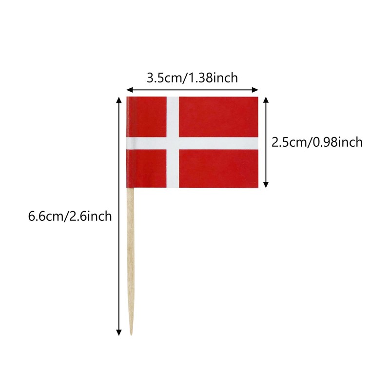 100 Pcs Denmark Flag Danish Toothpick Flags, Small Mini Stick