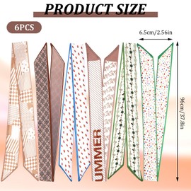 CIATBYYJ Pack of 6 Handbag Scarf, Fashion Silk Scarf, Women's Silk Scarves, Lightweight and Comfortable Pocket Accessories, Neck Accessories, Purse Scarf