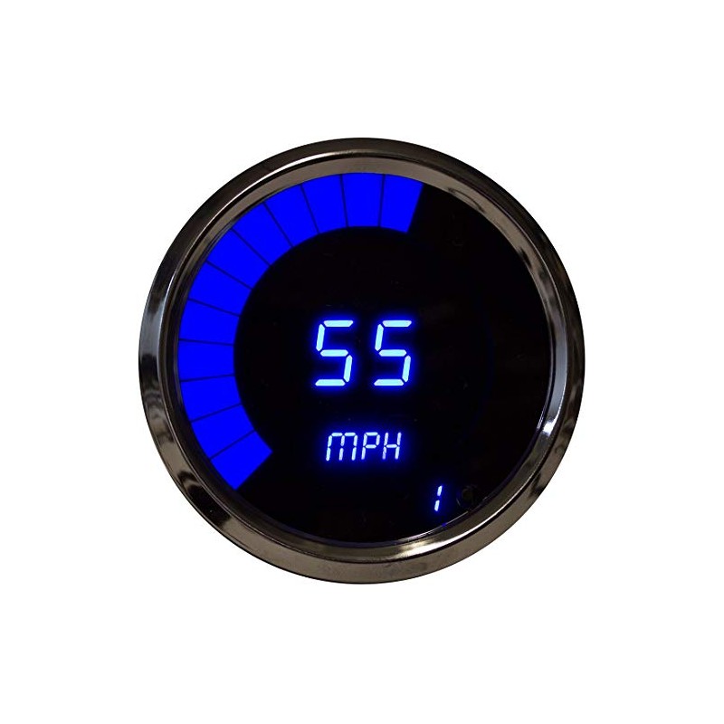 INTELLITRONX MS9222B LED Digital Speedometer, Blue/Chrome