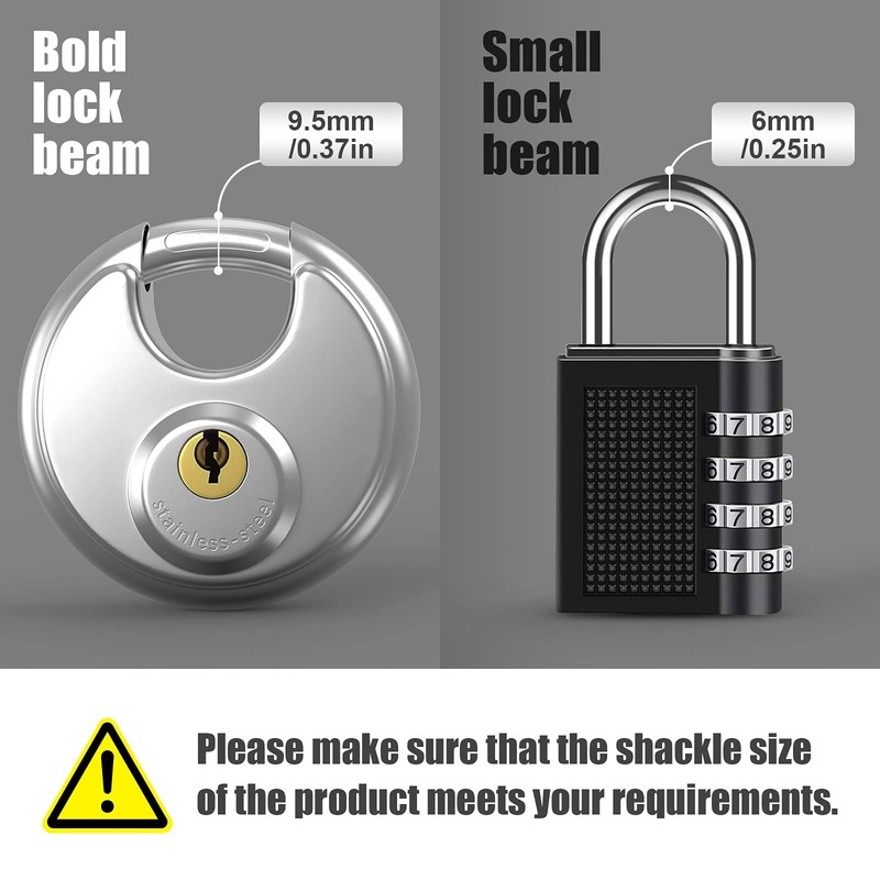 Keyed Padlock, [2 Pack][Waterproof] [Anticut] Diyife 70mm Stainless Steel Disc