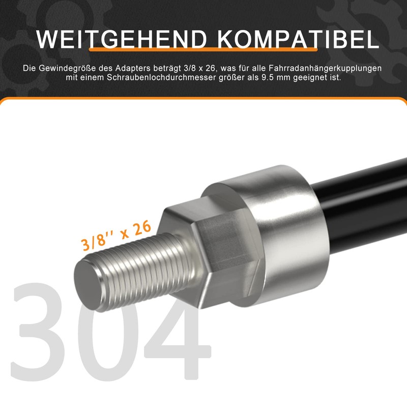 Thru Axle M12 x 1.5-170 mm with Adapter for Bicycle