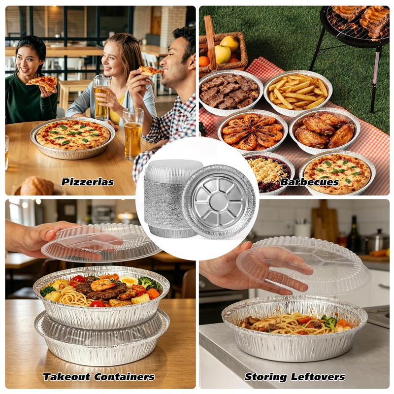 Homewarm 8" Round Aluminum Foil Pans with Clear Lids –