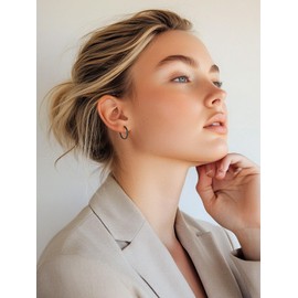 925 Sterling Silver Hoop Earrings Black, 18mm Dainty Silver Small Earrings, Womens Hoop Earrings Party Prom Wearing