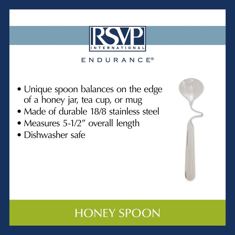 RSVP International Endurance Honey Dipper Spoon Collection Durable 18/8 Stainless