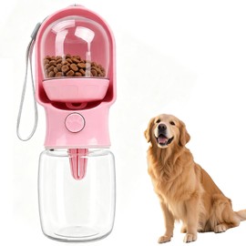 1 Combinación De Botella De Agua Para Perro Y Botella De Alimentación, Agua 320ML, Comida Para Perros 180ML, Bebedero Portátil Para Perro, Diseño 2 En