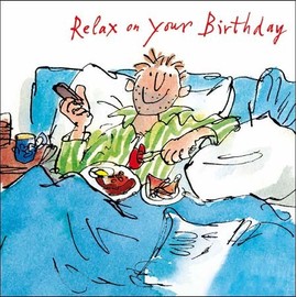 Greeting Card - Male Birthday - Breakfast in Bed by Quentin Blake