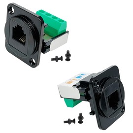 Jienk 2Pcs RJ11 CAT3 Female Panel Mount Screw Terminal Adapter, D-TYPE RJ11 6P4C to 4Pin Keystone style jack connector for Telephone