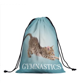 Gymnastics Grip Bag Grip Bags for Gymnasts Gymnastic Bag Drawstring Bag Athlete Gym String Bag, Blue Gymnastics Cat, 9.25" x 12", Classic