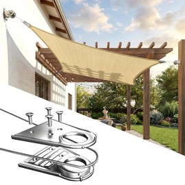 ColourTree Super Ring 16' x 18' Beige Rectangle Sun Shade Sail, Commercial Grade UPF50 Canopy, Reinforced Corners & Edges, 260 GSM Fabric Heavy Duty -5 Years Warranty (We Make Custom Size)