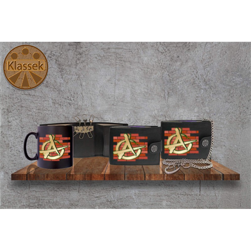 Klassek Anarchy Symbol Wall Chaos Revolution Mens Wallet with Chain