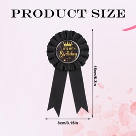 It’s My Birthday Satin Ribbon Badge Pin, Birthday Queen Button & Brooch Apparel Pin for Women Men & Party Decorations (Black)