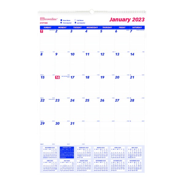Brownline 2023 Monthly Wall Calendar, 12 Months, January to December,