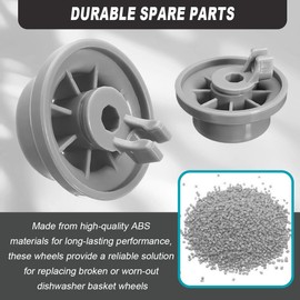 GATSUZG Dishwasher Basket Wheels, Set of 12 Replacement Lower Basket Wheels, Compatible with Bosch/Siemens/Neff/Kenmore - Durable Spare Parts for Dishwasher Model 165314, with 20 Pcs Rubber Cap