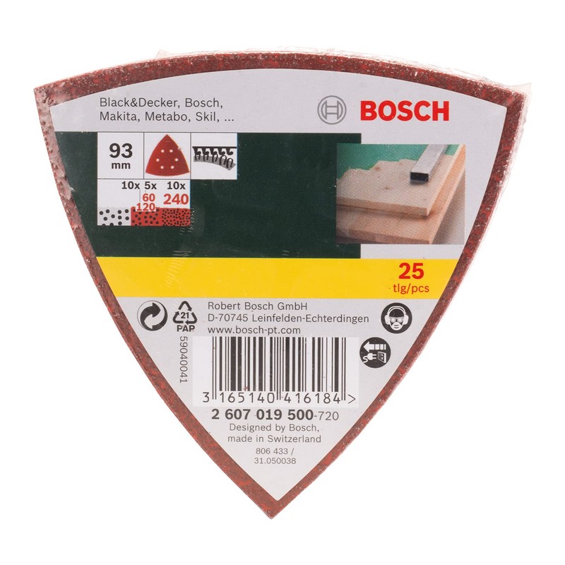 Bosch Accessories Home and Garden 2607019500 25 Delta Sanding Sheets