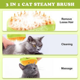 Pet Steam Brush 3-in-1 – Cat & Dog Grooming Brush with Spray – Hair Remover & Deshedding Comb – Silicone Massage Cleaner for Pets