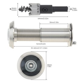HOJLKLD Door Viewer Peephole,Solid Brass 200 Degree Peep Hole with 16 MM Drill Bit for 1-1/2" to 2-3/8" Doors,5/8 Inch Pipe Diameter Door Eye Viewer with Privacy Cover (Satin Gold)