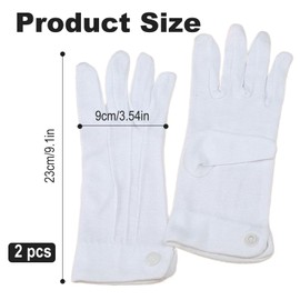 wilcractk Cotton Gloves White - 2 Pairs Lightweight Polyester Fabric Gloves for Men and Women - Breathable, Comfortable Gloves with Reinforced Stitching for Ceremonies, Work, Reception and Car