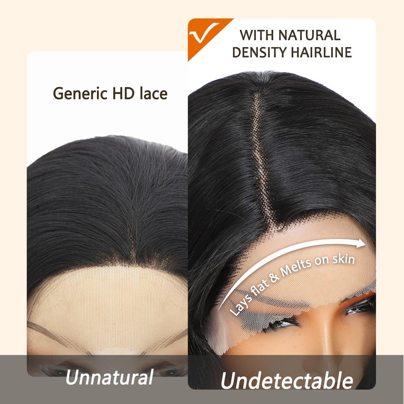 FABÉLLE Black Glueless Lace Front Wig wear and go for