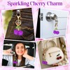 Neptniopllab Diamond Purple Cherry Charm,Cute Cherry Keychain for Women Gift