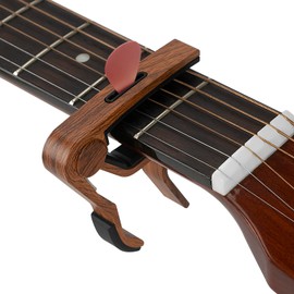 Musiin Wood Grain Capo with Pick Holder for Acoustic Guitar, Ukulele, Mandolin, Banjo