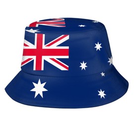 Retro Australian Flag Australia Bucket Hat Fisherman Hat Packable Summer Travel Beach Sun Hat Outdoor Cap
