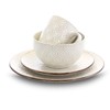 Elama White Lily 16 Piece Luxurious Stoneware Dinnerware with Complete