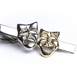 Gifticuffs Theatre Motif Comedy Tragedy Masks Gold And Silver Plated Tie Clip