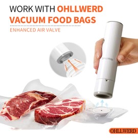 OHLLWERD Handheld Vacuum Sealer, Portable Mini Vacuum Sealer Machines with 4 PCS Reusable Zipper Vacuum Bags for Food Preservation & Storage