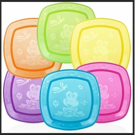 Nûby Nuby Fun Feeding Square Plate - Durable - Fun - Travel - BPA Free - Green